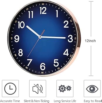 Navy Blue Wall Clock, 12