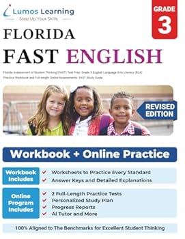 Florida Assessment of Student Thinking (FAST) Test Prep: Grade 3 English Language Arts Literacy (ELA) Practice Workbook and Full-length Online Assessments: FAST Study Guide