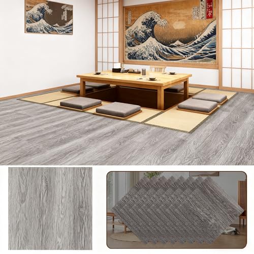 DAJAVE 40 Piezas de Suelo de PVC con Efecto Hormigón 30x30cm, Suelo de Vinilo Autoadhesivo, Baldosas Adhesivas Efecto Hormigón, Suelo de Vinilo Antideslizante, Resistente al Agua, Baldosas de Vinilo