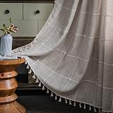GyiHoong 1 Panel Boho Curtains 96 Inches for Bedroom Living Room Modern Farmhouse Cotton Linen Windo