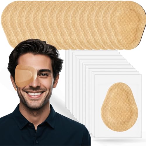 THSIREE 45 Pcs Adhesive Eye Patches for Adults, Medical Eye Patch Disposable Breathable Eyepatch for Amblyopia Lazy Eye Latex Free Adhesive Bandages for Adults Large Size 3.54×2.76 inches, Nude Color