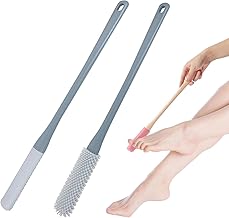 Foot Toe Cleaning Brush,Silicone Foot Scrubber for Shower with 15.7" Long Handle Soft Cleaning Bath Brush Feet Cleaner Scrub Foot Care for Seniors,Elderly, Men and Women (Grey)