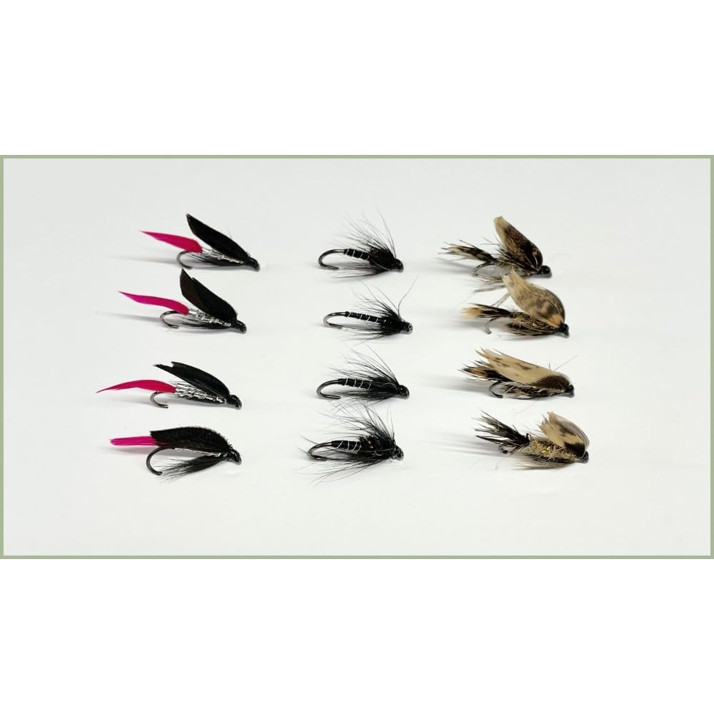 12 BARBLESS Wet Trout Flies - Butcher, Black Magic, March Brown, choice of sizes, Popular wet fishing flies (12)