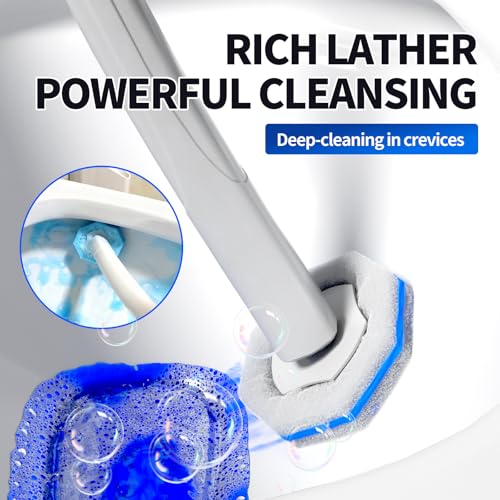 Image of Disposable Toilet Brush Set with 60 Replacement Heads, Toilet Cleaning Replacement Pads, Starter Kit with Storage Case for Deep Cleaning and Hygienic Bathroom Maintenance