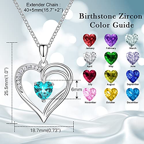 Am Annis Munn Sterling Silver Necklaces For Women Birthstone Heart Necklace For Women Silver Jewelry Engagement Gifts For Women Her Girlfriend #TOP1