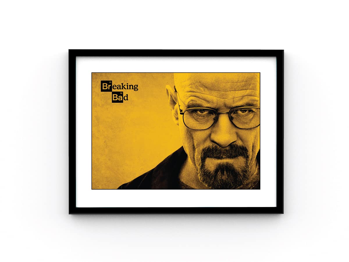 TenorArts Breaking Bad Walter White Poster Webseries Laminated Poster Framed Paintings with Matt Black Frame (12inches x 9inches)