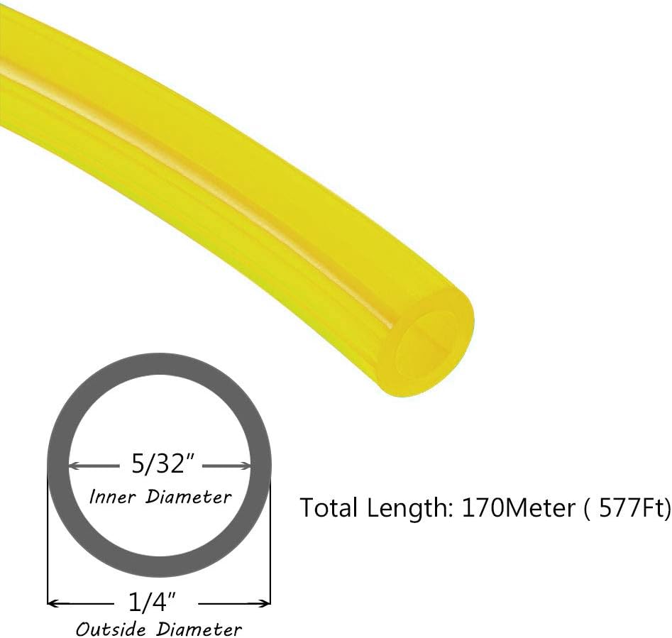 Beduan Pneumatic Air Tubing Pipe 1/4" OD Yellow Air Compressor PU Line Hose Tube for Water Fluid Transfer 170Meter 557ft