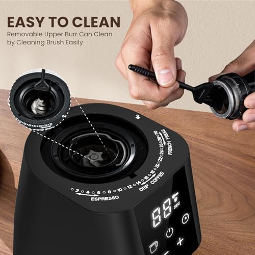 Ollygrin Electric Conical Burr Coffee Grinder, Coffee Grinder with 30 Grind Settings, Touchscreen Coffee Grinder for Home Use, Compact Coffee Bean Grinder for Espresso, Drip, French Press - 5