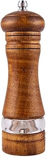 Molinillo manual de sal y pimienta, molinillo de sal y pimienta de 6 pulgadas, molinillo de sal de especias, botella de pimienta de madera de goma, tarro de sal marina recargable (marrón oscuro)