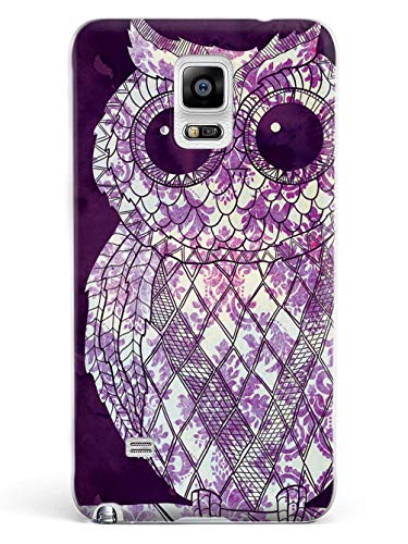 Inspired Cases - 3D Textured Galaxy Note 4 Case - Rubber Bumper Cover - Protective Phone Case For Samsung Galaxy Note 4 - Vintage Purple Damask Owl #TOP25