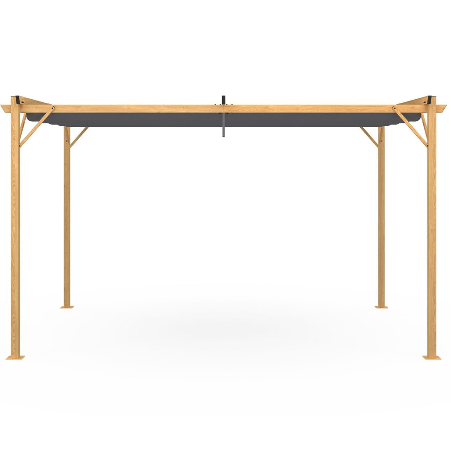 IDMarket - Pergola Toit rétractable 4 Pieds 3x4 M tonnelle Effet Bois Toile Gris Anthracite