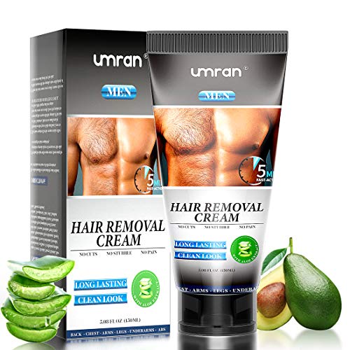 Hair Removal Cream, UMRAN Premium Depilatory Cream, Fast & Effective Hair Remover, Skin Friendly & Fast & Effective - Smoothing Hair Remove Cream Infused with Aloe Vera, Skin friendly Hair Removal