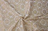 Silk Brocade Fabric White Ivory x Metallic Gold 44' BRO805[1] by The Yard