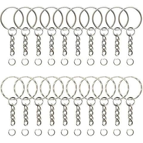 Keyring Blanks Split Metal Keyring Crafts DIY Key Rings with Open Jump Rings and Link Chain (100) Cover