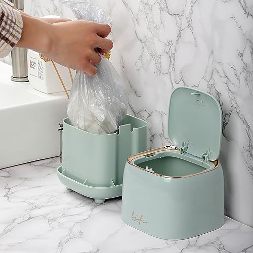 Image of Trash Bag for Trash Can Mini Trash Bin for Desk, Portable Pop Up Trash Can for Camping SUV, Drive Auto with Locking Lid Press, 10 rolls /200 count