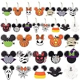 Andi Cppss 46PCS Halloween Mouse Wooden Hanging Ornament Decoration, Mouse Wooden Slices with Ropes for Halloween Party, Hanging Ornament for Holiday Tree, Ghost Hanging Tags for Party Supplies