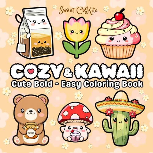 COZY & KAWAII: Cute Bold - Easy Coloring Book