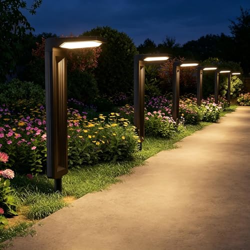6 Pack Solar Powered Pathway Lights Outdoor Waterproof 30 LED Bright Walkway Landscape Lamp for...