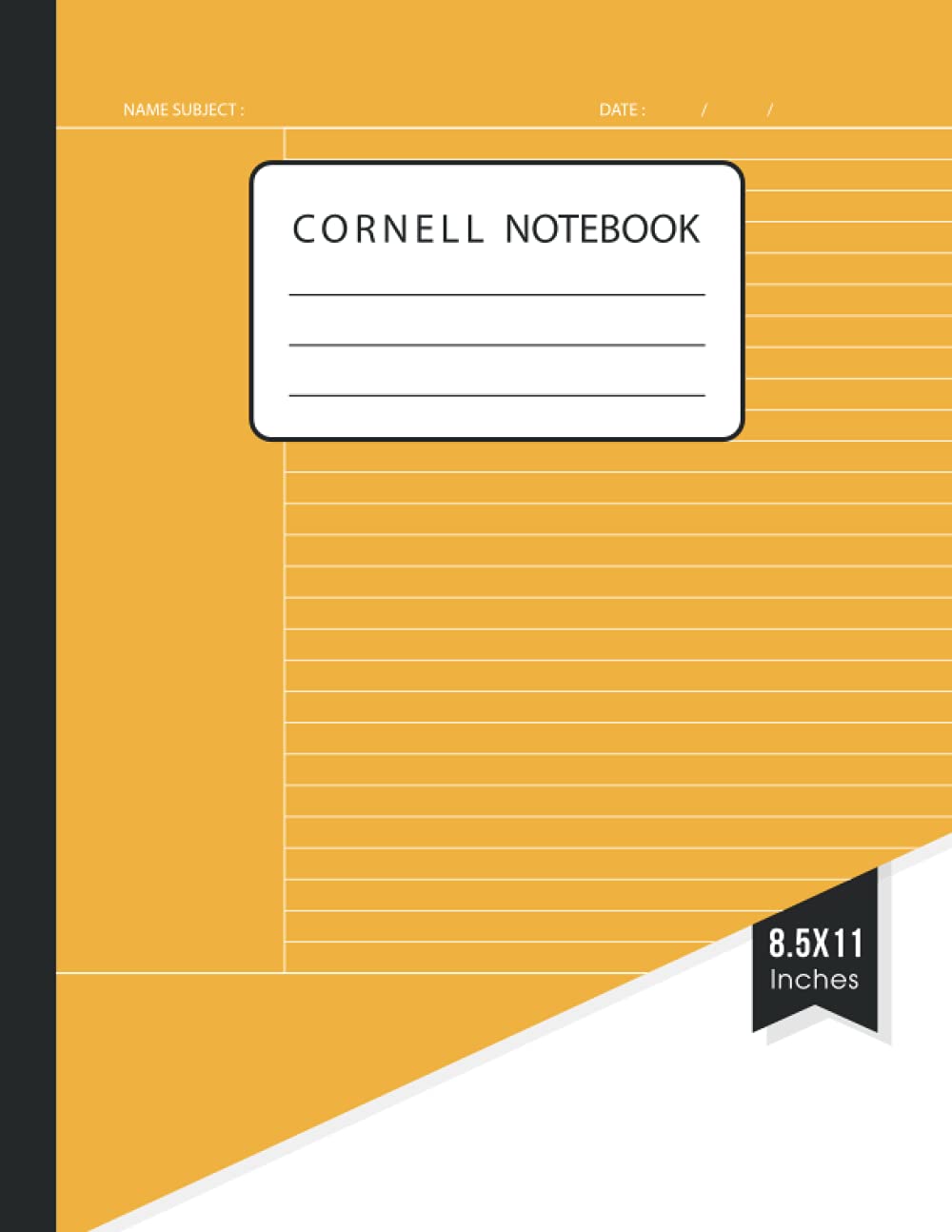 Cornell Notes Notebook Cornell NoteTaking System, Yellow Cover Simple Design