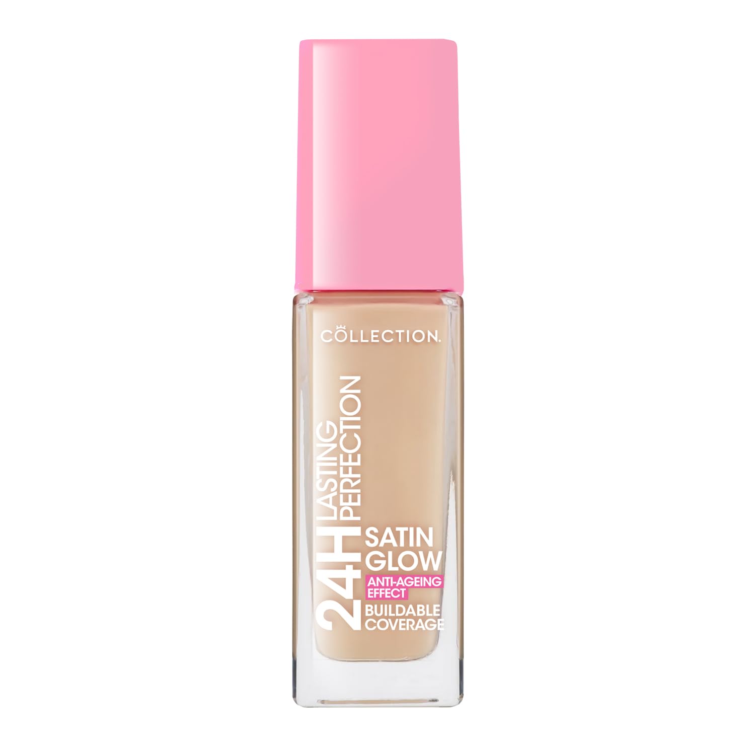 Collection Cosmetics Lasting Perfection Satin Foundation, Full Coverage, Anti-Ageing Effect, 24 Hour Wear, Contains Hyaluronic Acid, 27ml, Porcelain Cool