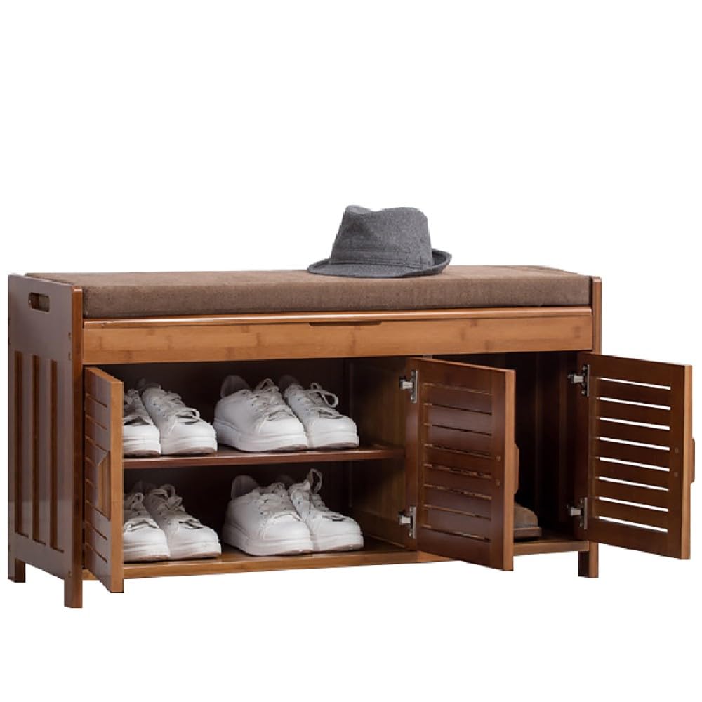 Scarpiera Panca, Portascarpe con Cuscino Salvaspazio, Scarpiera a 2 Livelli, Design Salvaspazio per Ingresso e Camera da Letto, Organizzatore per Calzature, 150kg di Carico