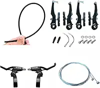 Jogo Freio Bike Completo V Brake Manete Cabo Conduite