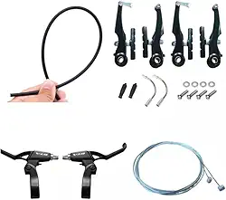 Jogo Freio Bike Completo V Brake Manete Cabo Conduite