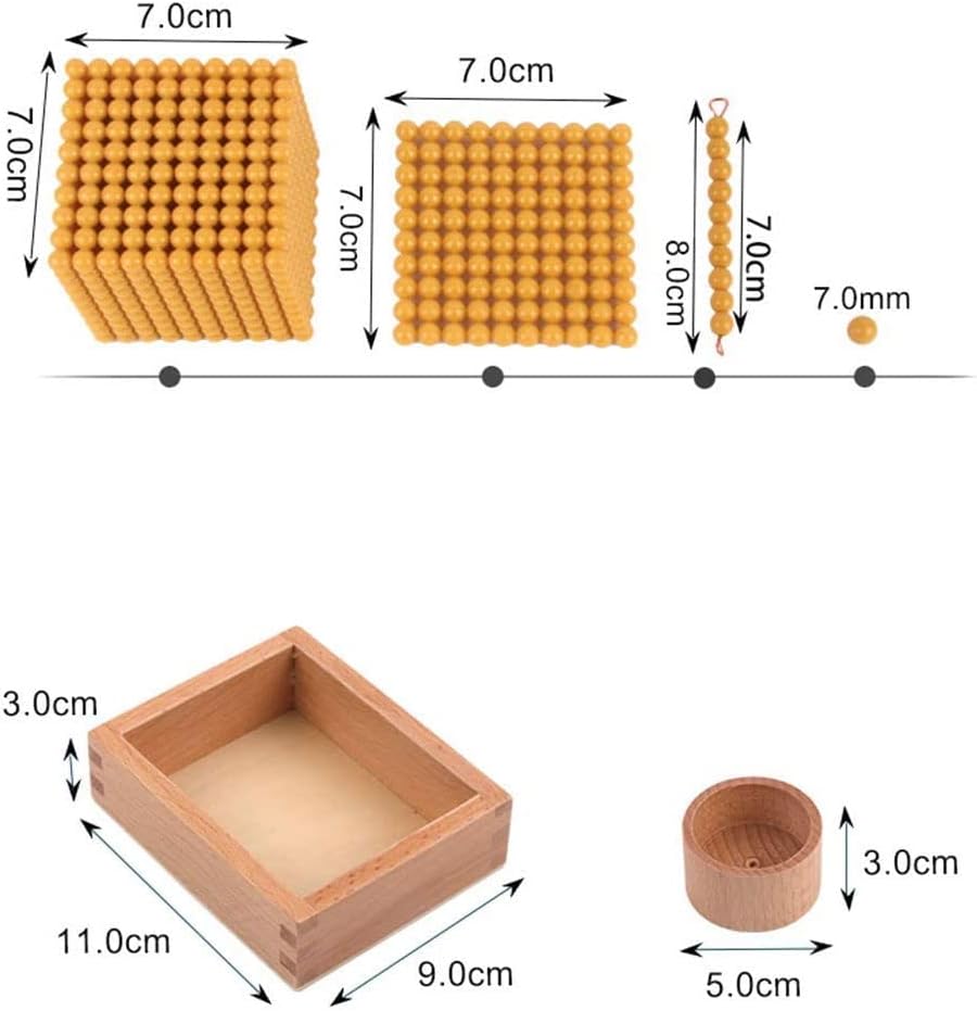 ウッドモンテッソーリゴールデンビーズ素材セット、Decimal Bankの初等数学操作数学教材、パーティーゲーム (ゴールデン)