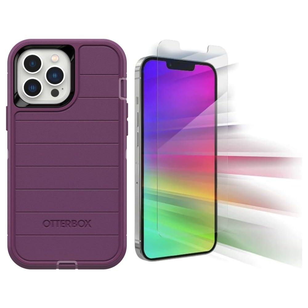 OtterBox IPhone 13 Pro (ONLY) Defender Series Pro Case - Happy Purple, Screenless, Rugged & Durable, With Port Protection, Includes Holster Clip Kickstand