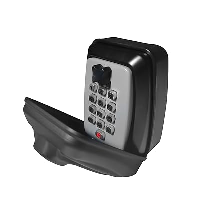 SISAV Push Button Lock Box,Outdoor Wall Mounted Key Storage Box with 10-Digit Keyboard Resettable Code,Protective Shell for Outside Weatherproof,Large Capacity,for Home,Outdoor
