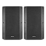 VONYX VSA120S 12" Active DJ Speaker Pair Set - 800W Bluetooth PA Speakers with Mixer, USB Media Player, Built-In Stereo Amplifier & Remote Control for DJs, Bands & Venues
