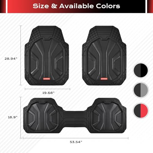 Coverado Car Floor Mats for Cars, Waterproof All Weather Floor Mats, Deep Dish Car Mats, Universal Trim to Fit Automotive Floor Mats for Trucks Car Accessories for Cars SUV Truck (3 Pcs,Black) by Coverado - Used condition - Image 7