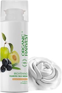 Organic Harvest Brightening Foaming Face Wash: Kakadu Plum & Acai Berry | Vitamin C Face Wash for Bright Skin | For Men & Women | 100% American Certified Organic | Sulphate & Paraben-free-100g