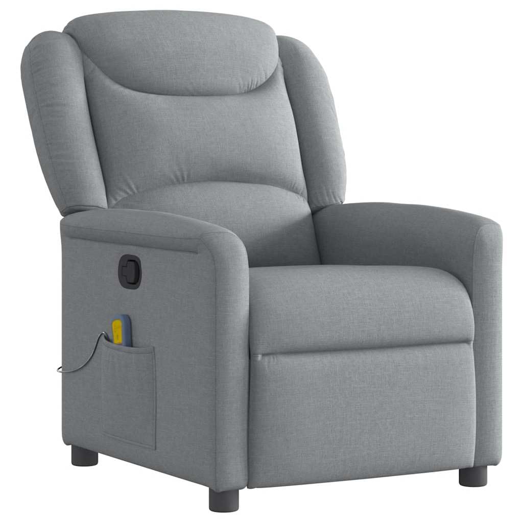 vidaXL Sillón reclinable de Masaje de Tela Gris Claro, sillón de Masaje reclinable, sillón, sillón reclinable, sillón de Masaje de Oficina