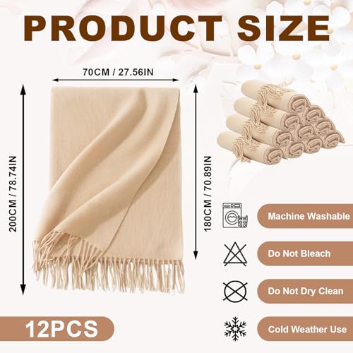 12pcs Wedding Shawls with Fringes Bulk Wedding Scarf Shawl for Guests Wedding Favor Bridal Shawls Gift Outdoor2