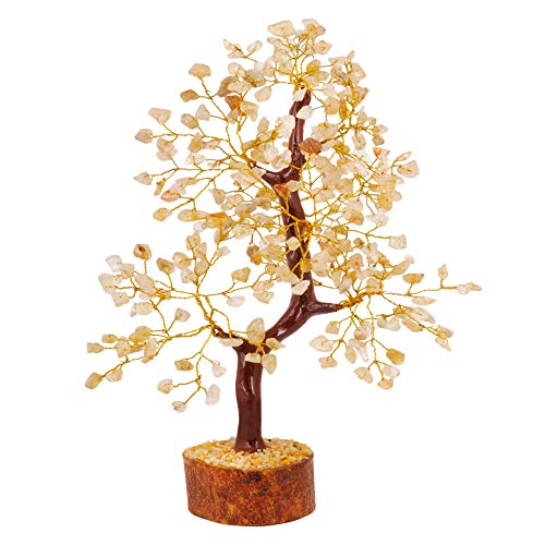 Citrine Money Tree - Citrine Crystal, Citrine Gem Tree, Citrine Crystal Stone - Chakra Tree of Life, Citrine Stone, Halloween Office Gifts - Home Decor Gifts for Women