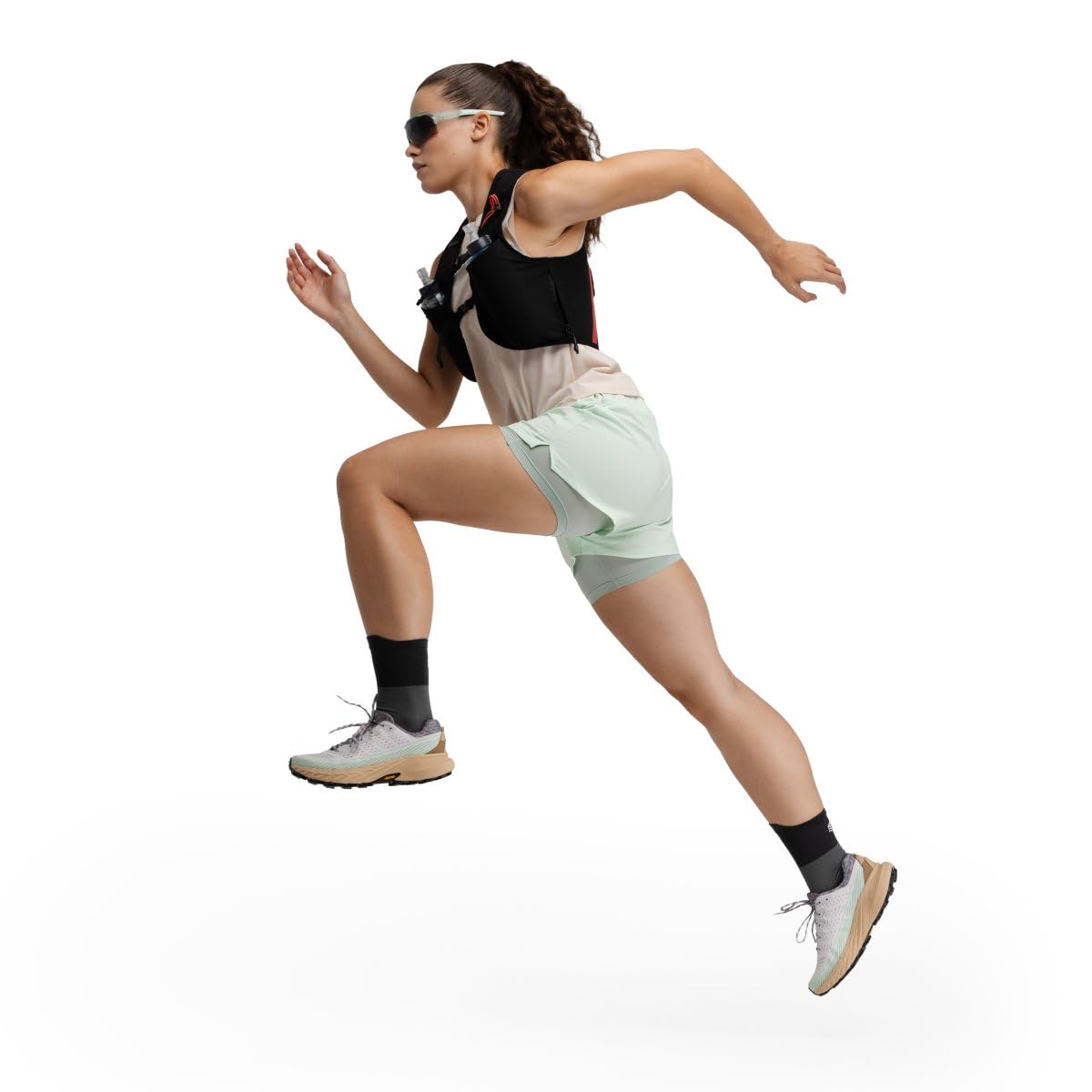 SIROKO - Short de Trail Running 2-en-1 pour Femme Araroa Mint