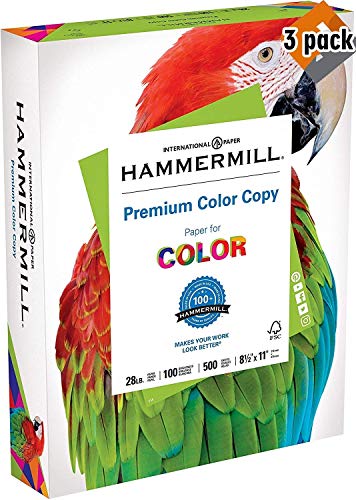 Hammermill Paper, Premium Color Copy Paper 8.5 x 11 Paper, Letter Size, 28lb Paper, 100 Bright, 1 Ream / 500 Sheets (102467R) Acid Free Paper 3 Pack