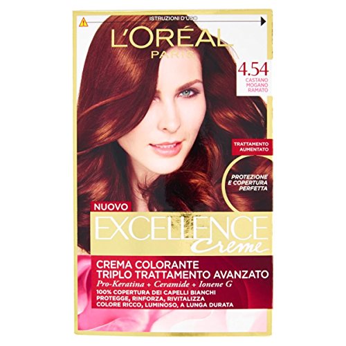Die L 'Oreal Excellence Creme – Farbstoff Triple Erweiterte Behandlung – 4. 54 Hellbraun Mahagoni Kupfer