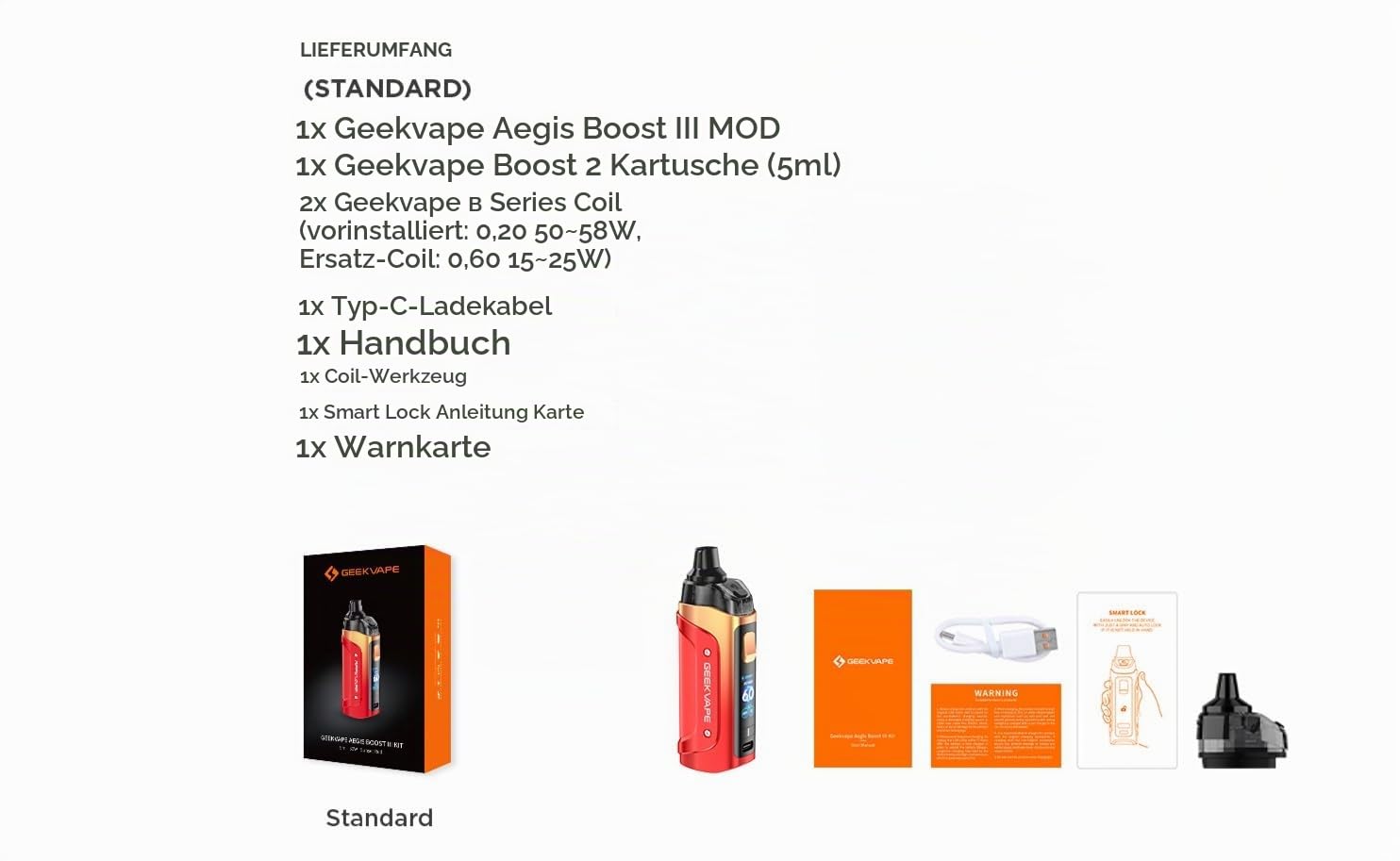 GeekVape Aegis Boost 3 Pod Kit E-Zigarette schwarz-gold Nikotinfrei