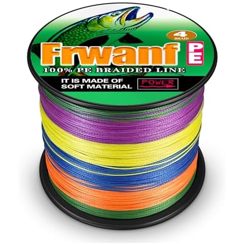 Frwanf Braided Fishing Line 4 Strands Super Strong PE Fishing String ExtremePower Fishing Braid Line for Saltwater and Fresh Water 20LB Test 500M/547Yards Multi-Color Cover