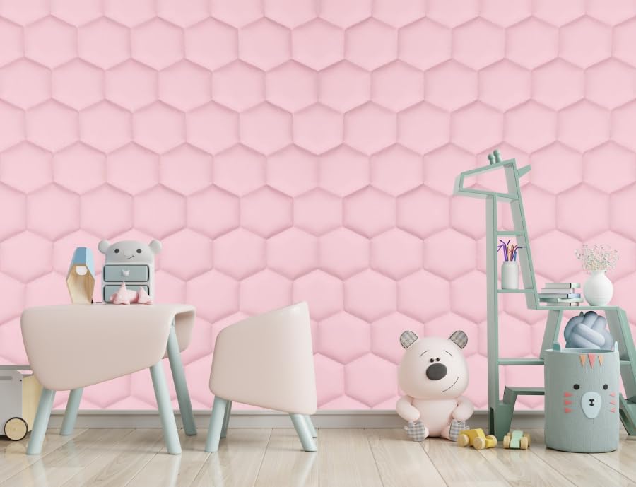 Image of Self-Adhesive 3D Decorative Abstract Wallpaper Specific Product for Bedroom, Living Room, Kids Room, Play Room, Office Wallpaper for Home Decor, Size (16x48 Inches Each Pink Strip