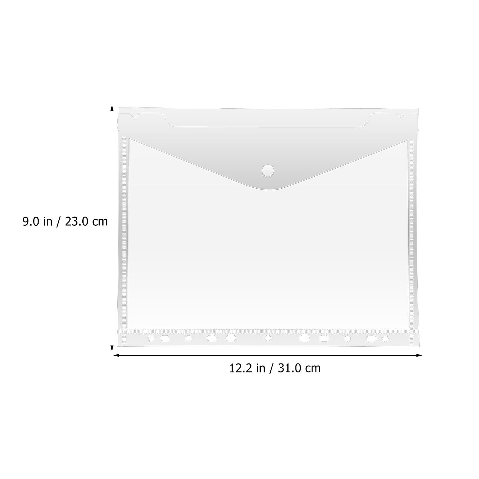 Healeved Lot de 20 Pochettes Classeurs A4 Transparentes en Plastique Pp Fermeture Pression et 11 Trous, Compatibles Classeurs 2/3/4 Anneaux, pour École et Bureau