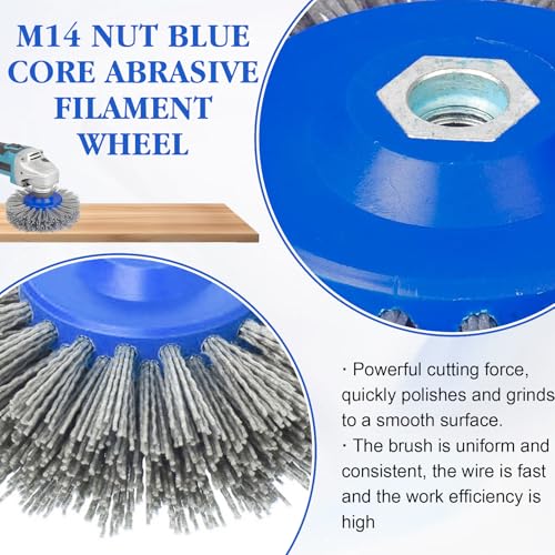 M14 Nylonbürste 150mm Schleifbürste Rundbürste für Winkelschleifer, Strukturierbürste Polierbürste für Holz Metall, 46/60/80/120 Grit Drahtziehrad Satiniermaschine (#60 Körnung)