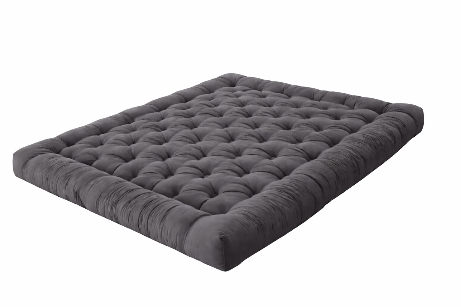 ATOOTFUSION Soft Cotton Thick Foldable Firm Star Cotton Mattress, Light Weight, Solid Coloured, Easy to Carry (Dark Grey, Queen Bed 72X48X5 inches)-image-41