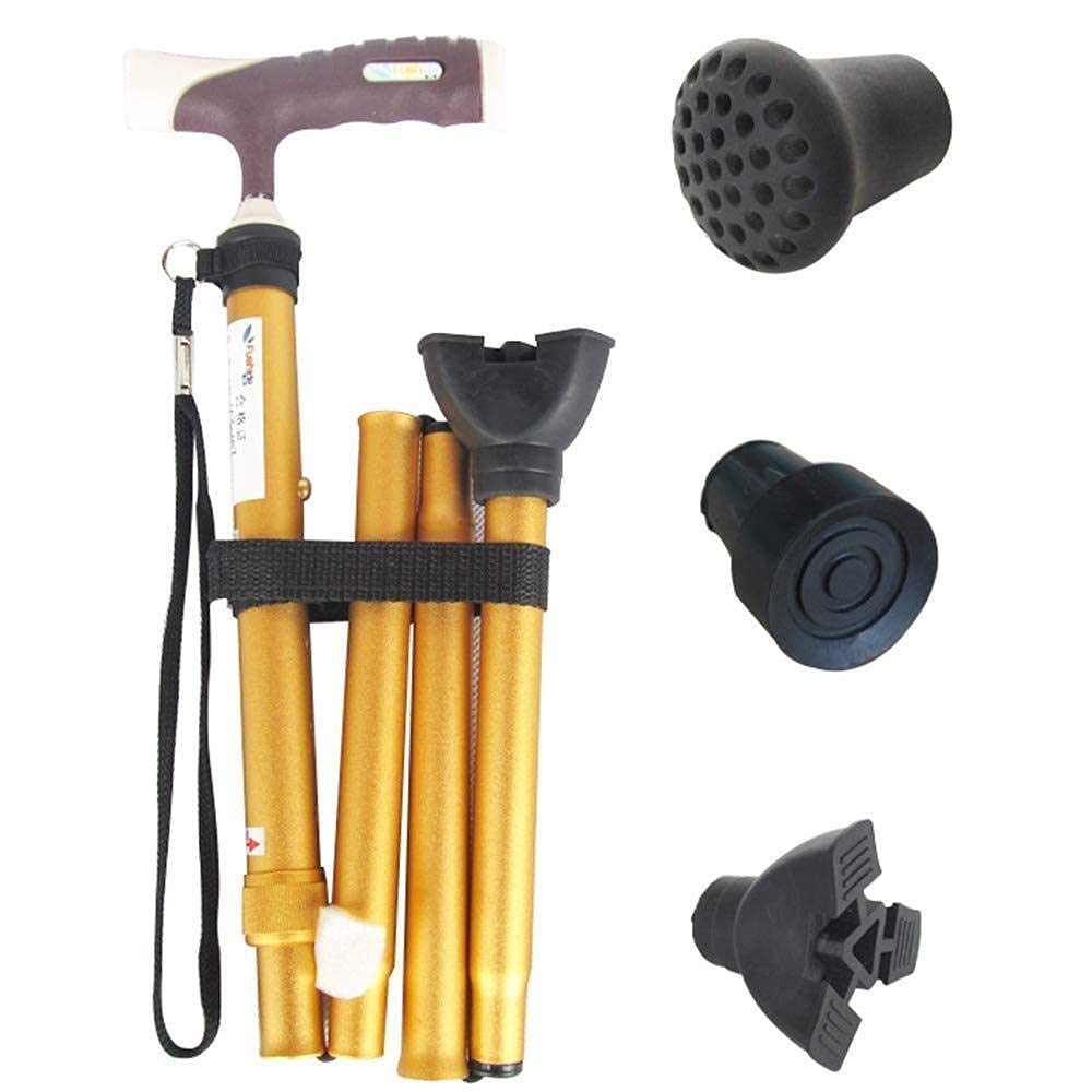 MObyat Andador para Ancianos,Muletas Bastón Plegable para Ancianos Equilibrio Auxiliar Seguro, Bastón para Caminar Ajustable en Altura de Aluminio Ligero, Muletas para Ancianos Ancianos Hombre Muje