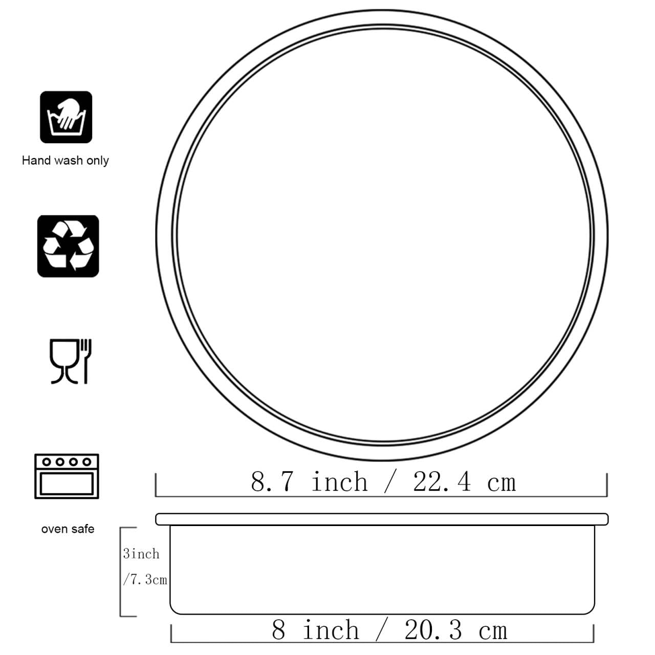 Juego de 2 moldes redondos de aluminio para tartas de 8 x 3 pulgadas, moldes redondos de aluminio para tartas para bodas, fiestas, ocasiones familiares, chocolate, pan. (redondo, molde redondo