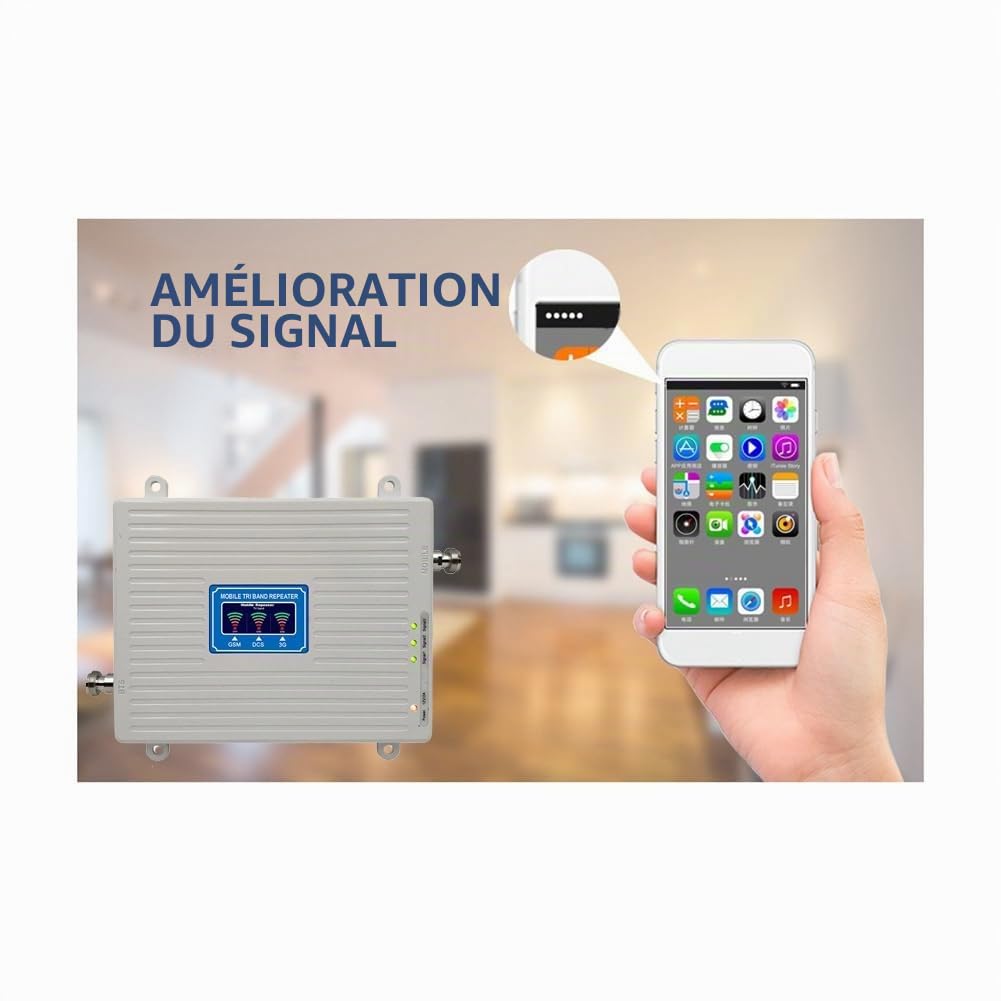 Amplificateur Tri-Bande 2G 3G 4G 5G 900 1800 2100 MHz GSM WCDMA LTE Répéteur Amplificateur de Signal Prise UE