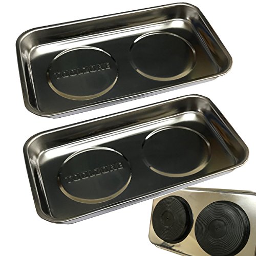 Toolzone (Set of 2) Rectangular Stainless Steel Magnetic Parts Trays