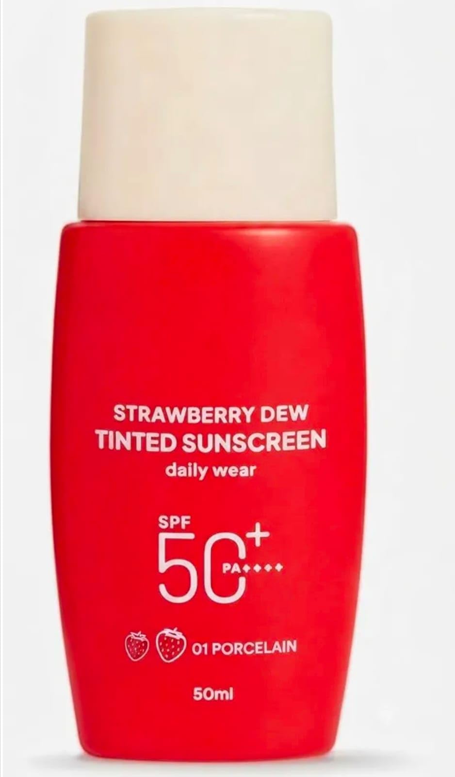 Strawberry Dew Tinted Sunscreen In-Vivo Tested SPF 50+ PA++++ With New-Age UV Filters, Brightens & Protects Skin, Ultra-light, Blends Easily, With Niacinamide, Natural Finish, Non-Sticky| 50ml, Shade 01 PORCELAIN.-image-30